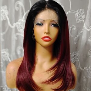 Elegant Burgundy Ombre Wig